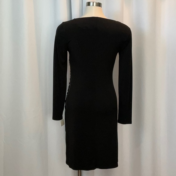 NWT MICHAEL Michael Kors Black Ruched Silver Zipper Dress Women Size 10 - Picture 2 of 10